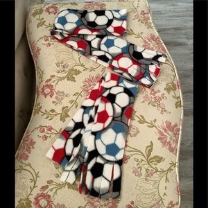 Scarves polar fleece handmade soccer balls colorful fringe